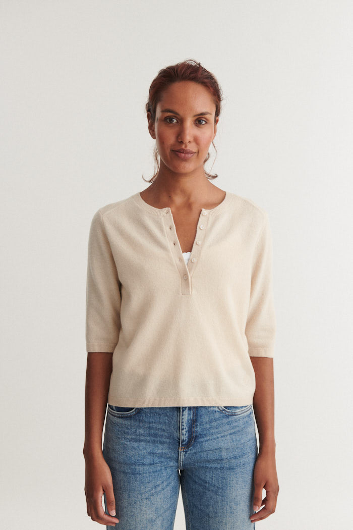 Basic Apparel Selem Granddad Tee Sweaters 883 Moonbeam